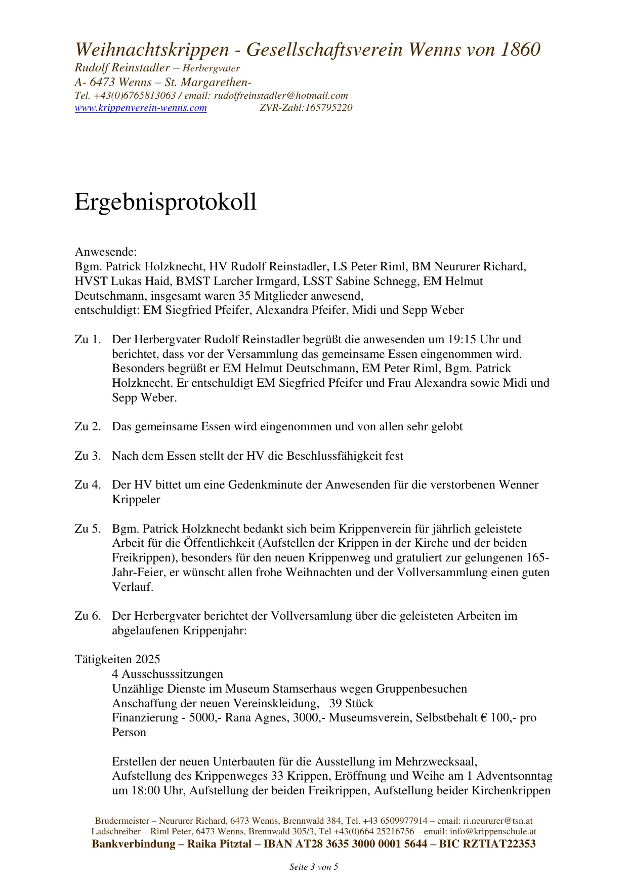 Vorschau Ergebnisprotokoll Jahreshauptversammlung 2025